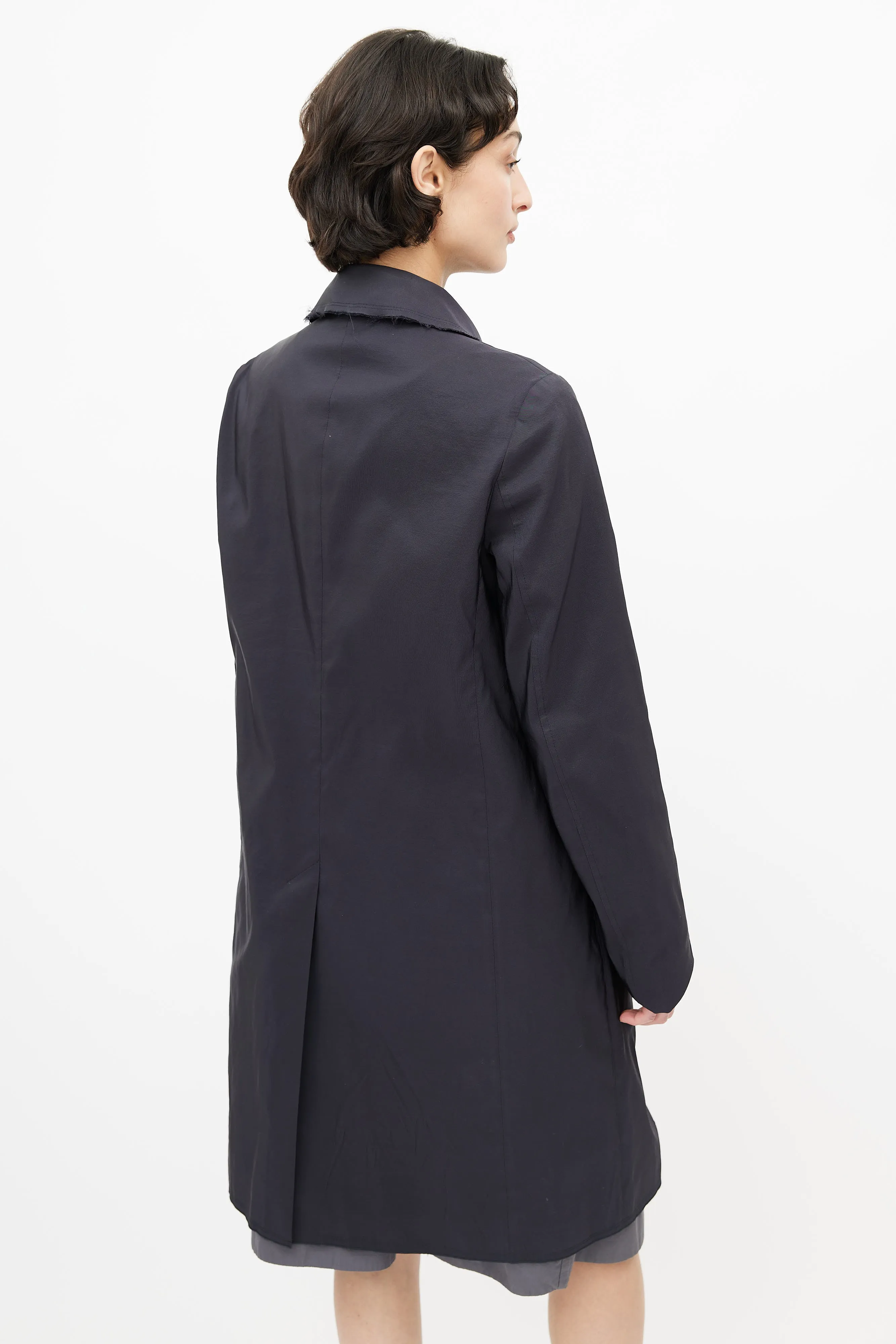 Navy Silk Lightweight Coat