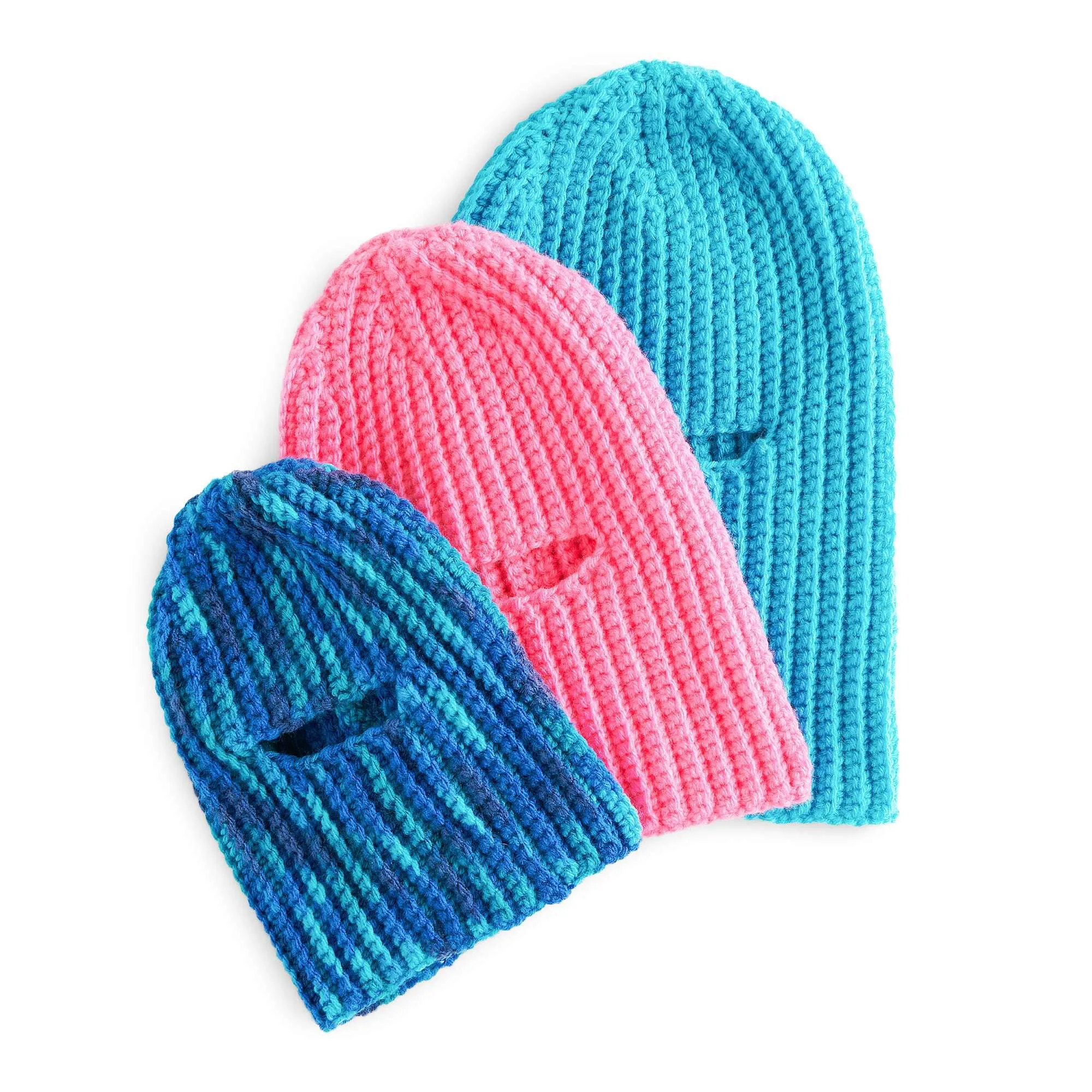 Red Heart Crochet Ribbed Balaclavas For All